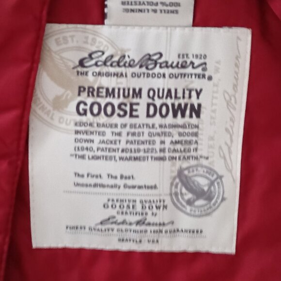 Eddie Bauer Red Quilted Down Fall Winter Outdoor Vest Women’s Size M - Picture 8 of 16